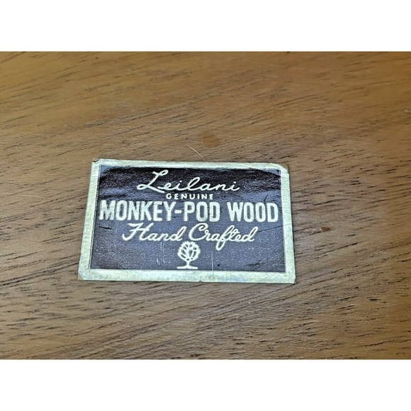 Vintage Monkey Pod Leaf Wooden Hand Carved Serving Tray Dish Bowl Mid-Century - Picture 3 of 8